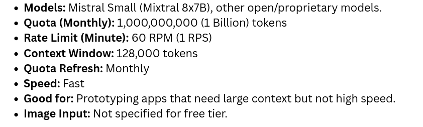 Mistral free tier details